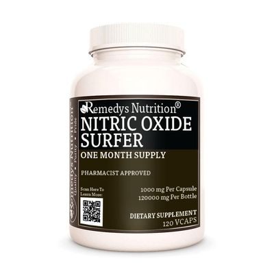 Remedys Nutrition Nitric Oxide Surfer | 1,000 mg, 120 Vegan Capsules Dietary Supplement | Two Month Supply