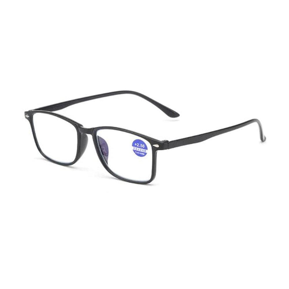 Weloveushop Reading Glasses Anti-blue light Men's and Women's Fashion Rice Nailed Reading Glasses (Black Frame, 300 degrees)