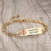 AOAMID Medical Alert Bracelet for Women Adjustable Personalized Free Engrave Gastric Bypass Stainless Steel Medical ID Bracelets 6.5-8 Inch(Gold) view 2