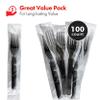 3X Heavy Duty Plastic Forks Individually Wrapped, Sturdy Like Silverware, 100 Pack Black Disposable Forks Bulk, Packaged To-Go Utensil Set, Perfect for Event Catering, Restaurant and Take Out. view 2