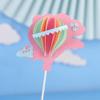 12Pcs 3D Hot Air Balloon Paper Cupcake Topper, Birthday Cake Decorations with Airplane Stars for Kids Birthday, Baby Shower, Wedding Party, Party Decorations Supplies (4 Pink & 4 Yellow & 4 Blue) view 2