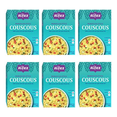 Al'Fez Moroccan Style Couscous - 7 oz (Pack of 6) - Durum Wheat Infused w/Exotic North African Spices, Sultana Raisins & Pine Nuts for Instant Couscous Salad - Vegan, No Artificial Flavors, Vegetarian
