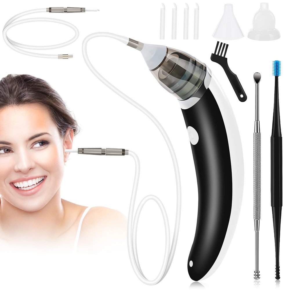 Ear Vacuum Wax Remover, Ear Wax Removal Vacuum 5 Levels Strong Suction Electric Ear Cleaner Silicone Ear Wax Remover Tool, USB Charge Earwax Removal Kit Reusable Ear Suction Vacuum for Adults Kids