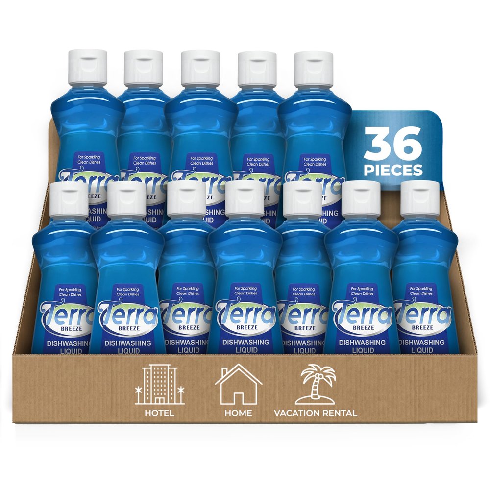 1-Shoppe All-in-Kit Terra Breeze Hotel Liquid Dish Soap Detergent, 3.5 oz (Case of 36)