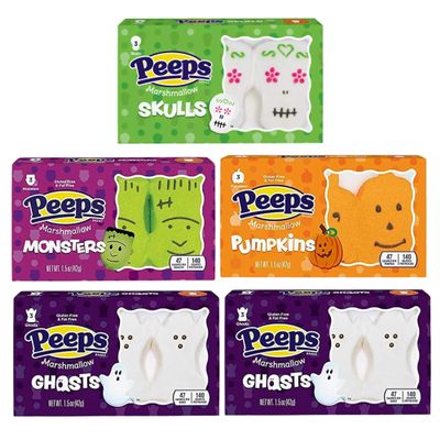 Halloween Marshmallow Assortment, Packs of 3, Sugar Skulls, Monsters, Pumpkins, and Ghosts (Pack of 5)