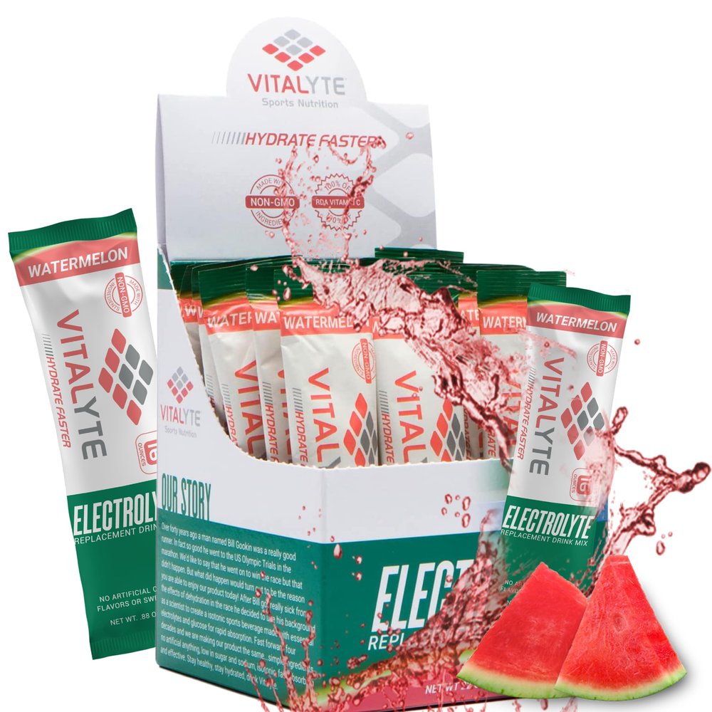 Vitalyte Electrolyte Powder Packets - Isotonic Clean Electrolyte Hydration Drink Mix - Single Serve Rehydration Packets with No Artificial Colors, Flavors or Sweeteners (Watermelon, Pack of 25)