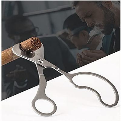 Cigar Scissors Cutter Stainless Steel Guillotine Double Blade Straight Cut Cigar lovers tools (Large2)