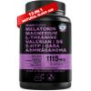 12-in-1 Melatonin Sleep Capsules - Natural Sleep Aids for Adults with Melatonin 5mg and Magnesium Glycinate 500mg, Sleep Aid with Ashwagandha, L Theanine, Valerian Root, GABA, 5-HTP (90ct, Pack of 1) view 1