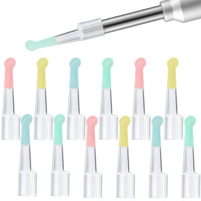 12 Pieces Ear Spoon Replacement Accessories Set for 3.5 mm Otoscope Plastic Ear Cleaner Tips Reusable Wax Removal Tool Replacement for Kids Family Health Care, 4 Colors