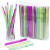 100Packs Plastic Straws Disposable Individually Wrapped 0.43in Big Width Bendable Flexible Drinking Straws for Thicker Beverage or Spureed soups or Smoothies or Think milkshakes (large diameter hole) view 1