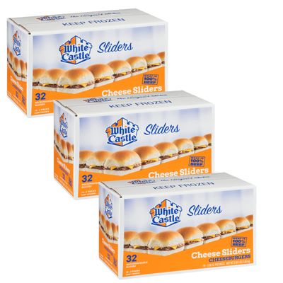 Gourmet Kitchn White Castle Cheese Sliders | Frozen Cheeseburger Sliders - 3 Boxes (3.66oz. 32 ct. Each) Total 96 Cheese Sliders