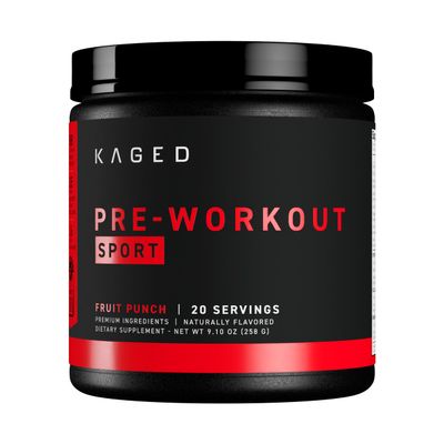 Kaged Sport Pre Workout Powder for Men & Women, Fruit Punch, Sport Certified, 188mg Caffeine, Nitric Oxide Supplement, Beta Alanine for Energy, Weightlifting, Cardio Endurance & Strength, 20 Servings