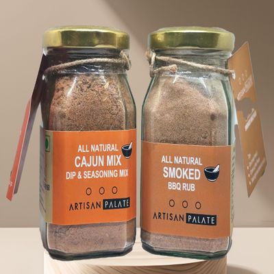 Artisan Palate Cajun Mix and Smoked BBQ Spice Blend Combo 100 grms Each