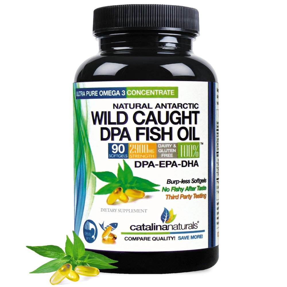Wild Caught Omega-3 DPA Fish Oil - 2900 mg with More DPA, EPA & DHA - 90 SoftGels  Triple Strength Burp-Free