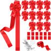 12 Pieces Christmas Cabinet Ribbons Xmas Door Ribbon Cabinet Bows with Large 30m Red Ribbons for DIY Christmas Festive Party Tree Decor Dining Kitchen Supplies,Red(Polyester) view 1