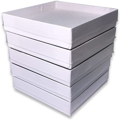 10 Qty - White-Swirl Cotton Filled Gift Boxes w/Clear Plastic Top - Size 3 1/2" x 3 1/2" x 7/8" - USA Made - Holidays/Birthdays/Sales/Storage/Display/Travel - N'icePackaging
