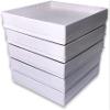 10 Qty - White-Swirl Cotton Filled Gift Boxes w/Clear Plastic Top - Size 3 1/2" x 3 1/2" x 7/8" - USA Made - Holidays/Birthdays/Sales/Storage/Display/Travel - N'icePackaging view 1
