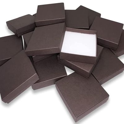 N'icePackaging 100 Qty - Chocolate Brown Cotton Filled Gift Boxes - Size 3 1/2" x 3 1/2" x 7/8" - USA Made - Holidays/Birthdays/Sales/Storage/Display/Travel