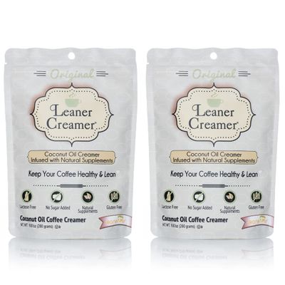 Leaner Creamer Coconut Creamer with Superfood Ingredients  Non-Dairy, Sugar-Free Powdered Coffee Creamer  Original Flavor  2-Pack Bundle  280g Each