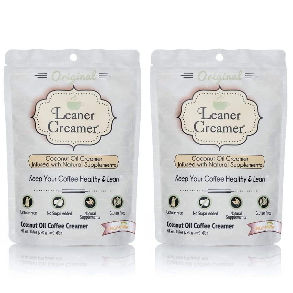 Leaner Creamer Coconut Creamer with Superfood Ingredients  Non-Dairy, Sugar-Free Powdered Coffee Creamer  Original Flavor  2-Pack Bundle  280g Each