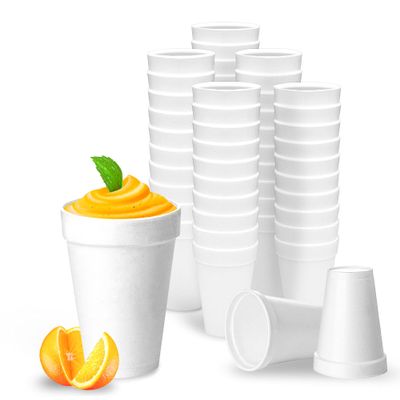 Shop Square 20 Oz Disposable Foam Cups (50 Pack), White Foam Insulates Hot & Cold Beverages, Made in the USA, To-Go Cups - for Coffee, Tea, Hot Cocoa, Soup, Broth, Smoothie, Soda, Juice