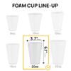 Shop Square 20 Oz Disposable Foam Cups (50 Pack), White Foam Insulates Hot & Cold Beverages, Made in the USA, To-Go Cups - for Coffee, Tea, Hot Cocoa, Soup, Broth, Smoothie, Soda, Juice view 3