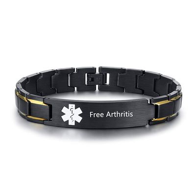 ZKXXJ Free Engraving Medical Alert Bracelets for Men Women Free Arthritis Stainless Steel Adjustable Wristband Emergency ID Identification Cuff Bracelet Health Awareness Jewelry for Adults Teens