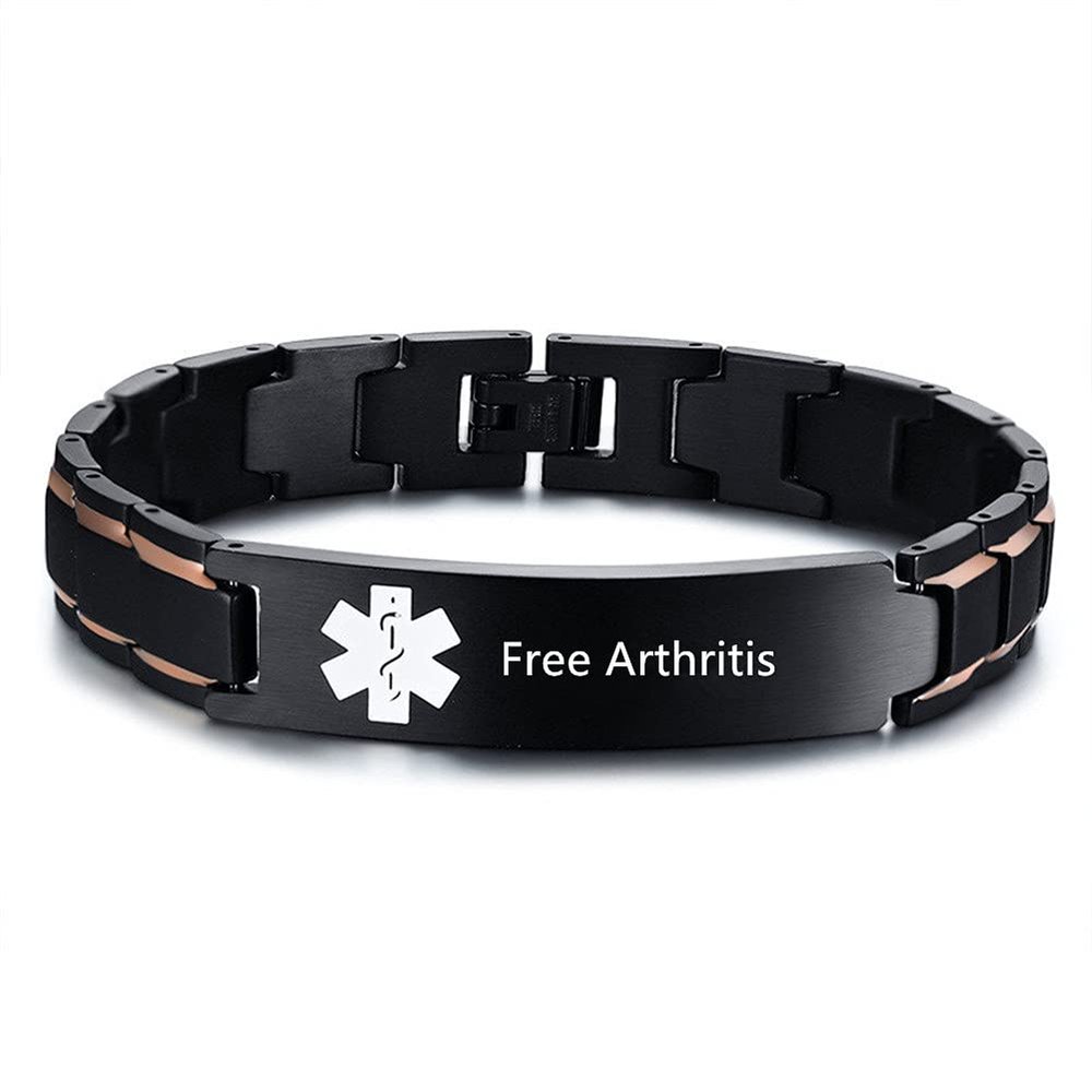 ZKXXJ Free Engraving Medical Alert Bracelets for Men Women Free Arthritis Stainless Steel Adjustable Wristband Emergency ID Identification Cuff Bracelet Health Awareness Jewelry for Adults Teens