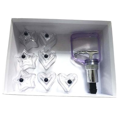 7Pcs Heart and Star Shaped Cupping Cups 1 Cupping Gun Plastic Vacuum Cupping Therapy Set Cupping Kit Massager with Box