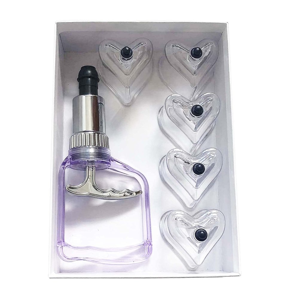 5Pcs Heart Shaped Cupping Cups 1 Cupping Gun Plastic Vacuum Cupping Therapy Set Cupping Kit Cupping Massager with Box