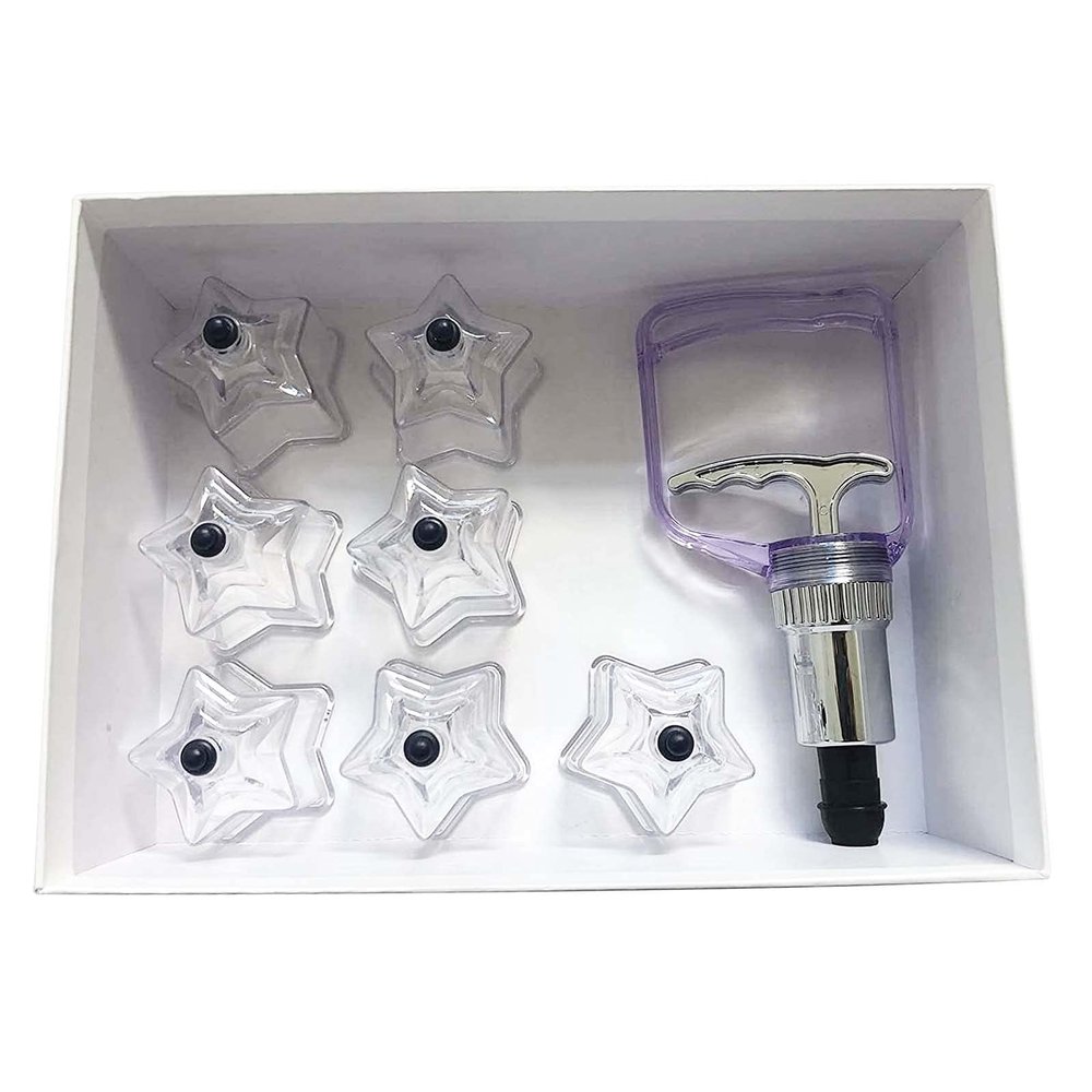 7Pcs Star Shaped Cupping Cups 1 Cupping Gun Plastic Vacuum Cupping Therapy Set Cupping Kit Cupping Massager with Box