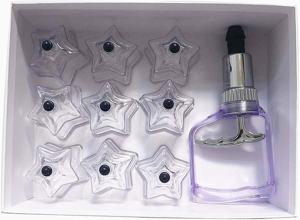 9Pcs Star Shaped Cupping Cups 1 Cupping Gun Plastic Vacuum Cupping Therapy Set Cupping Kit Cupping Massager with Box