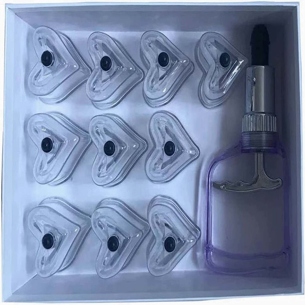 10Pcs Heart Shaped Cupping Cups 1 Cupping Gun Plastic Vacuum Cupping Therapy Set Cupping Kit Cupping Massager with Box