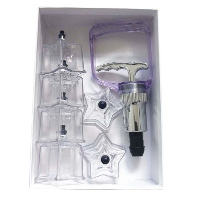 6Pcs Star Shaped Cupping Cups 1 Cupping Gun Plastic Vacuum Cupping Therapy Set Cupping Kit Cupping Massager with Box