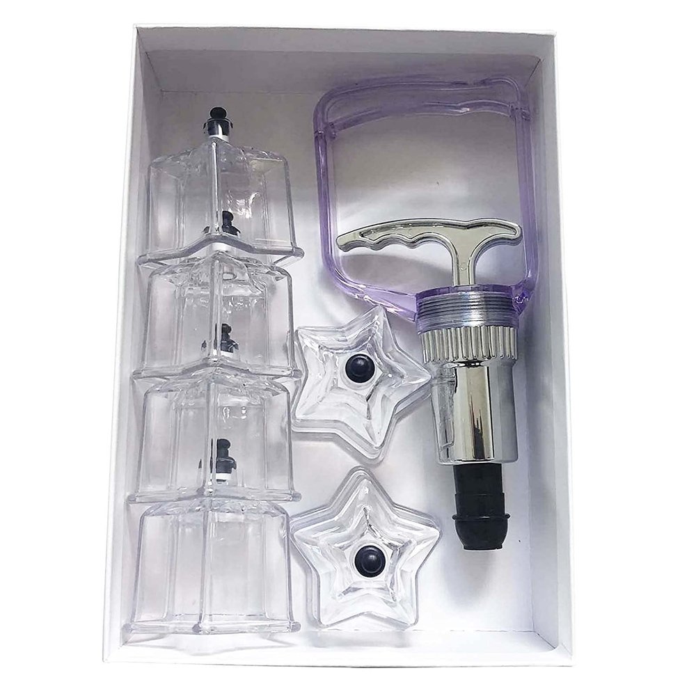 6Pcs Star Shaped Cupping Cups 1 Cupping Gun Plastic Vacuum Cupping Therapy Set Cupping Kit Cupping Massager with Box
