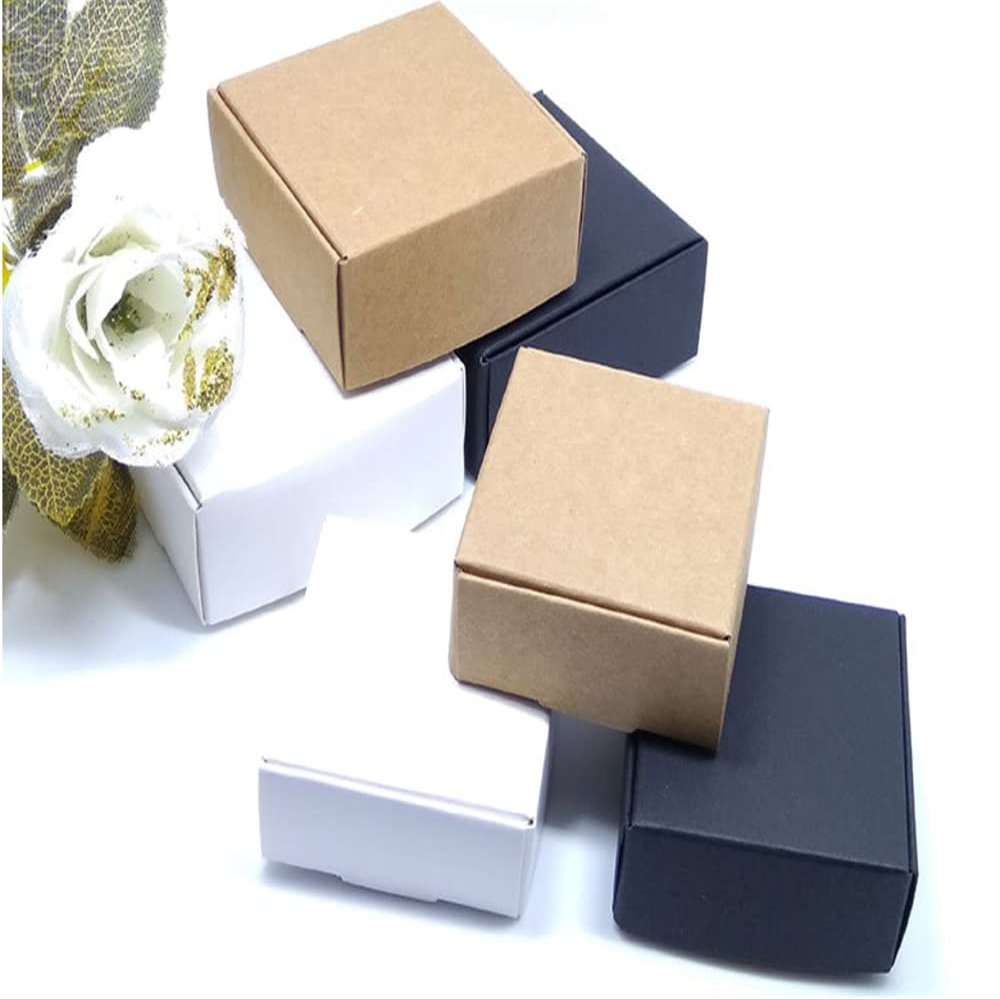 100 Pack Small Kraft Gift Box, Mini Brown Paper Candy Box Soap Box Square Cardboard Earring Ring Small Jewelry Favor Treat Boxes - 2.2" x 2.2" x 1 Inches