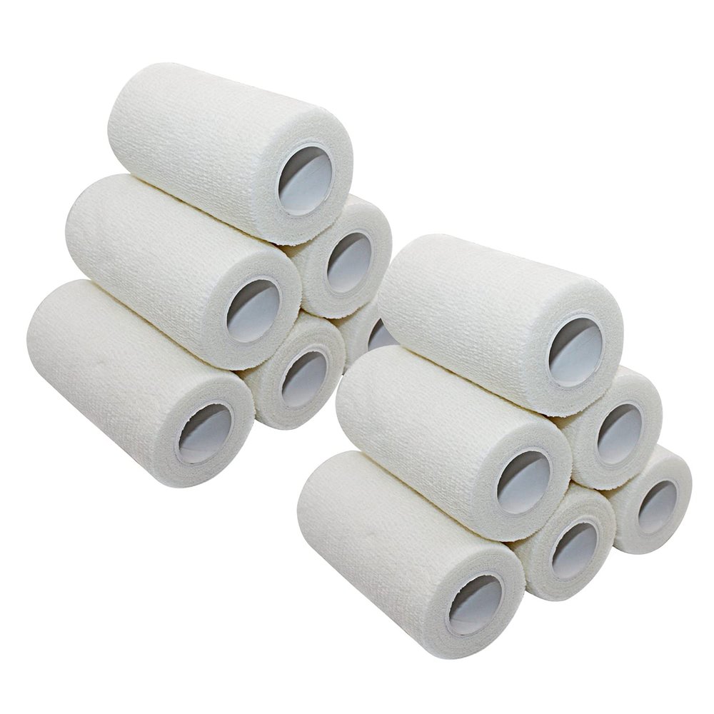 [12 Pack-4"x5Yards]MINGYUE Self Adhesive Bandage Wrap,Athletic Tape,Sports Tape,Wrist and Ankle Wrap Tape,Cohesive Bandage for vet tape(White)