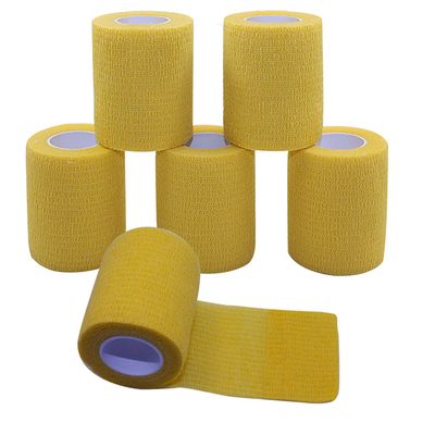 [6 Pack-3" x5Yards] MINGYUE Self Adhesive Bandage Wrap,Athletic Tape,Sports Tape,Wrist and Ankle Wrap Tape,Cohesive Bandage for Vet Tape(Yello)