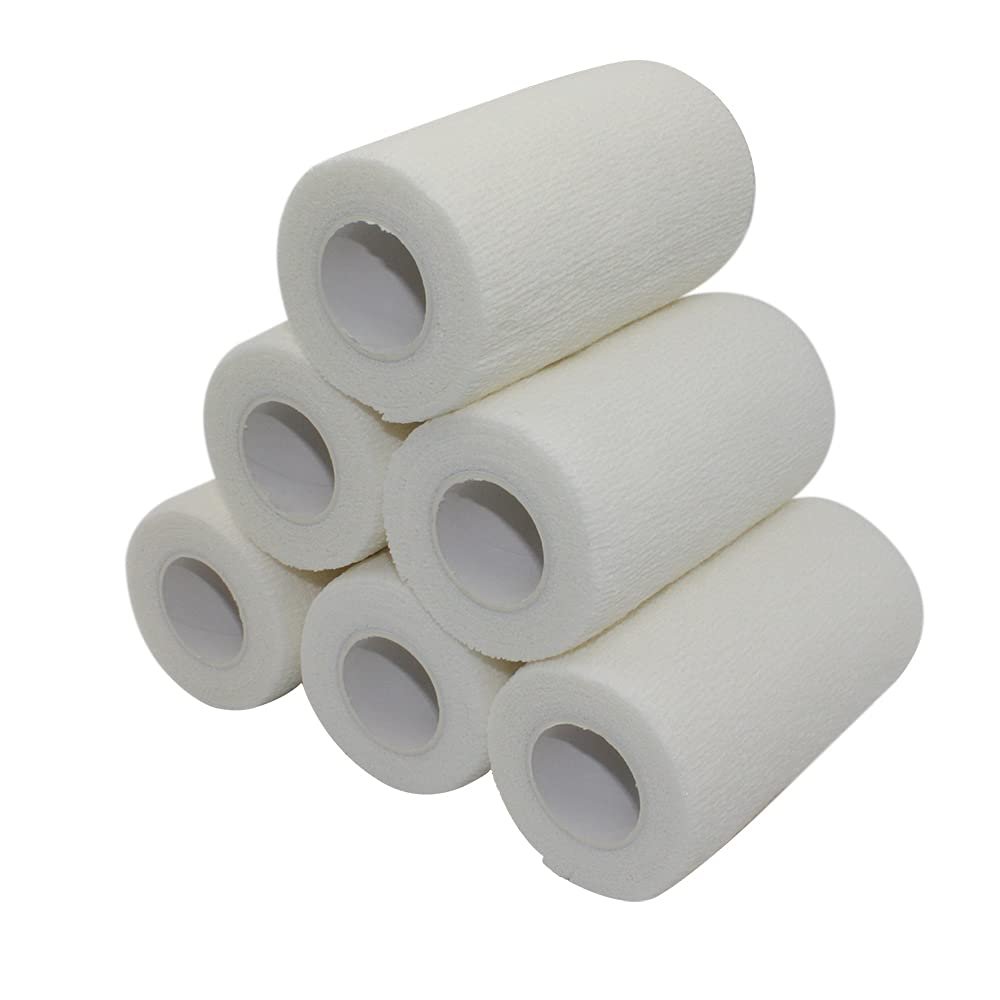 [6 Pack-4"x5Yards]MINGYUE Self Adhesive Bandage Wrap,Athletic Tape,Sports Tape,Wrist and Ankle Wrap Tape,Cohesive Bandage for vet tape(White)