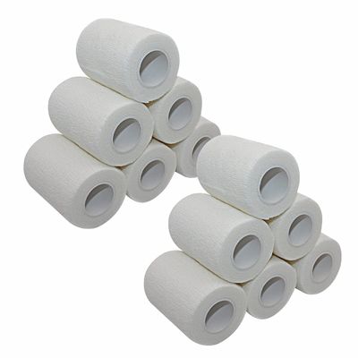 [12 Pack-3" x5Yards] MINGYUE Self Adhesive Bandage Wrap,Athletic Tape,Sports Tape,Wrist and Ankle Wrap Tape,Cohesive Bandage for Vet Tape(White)