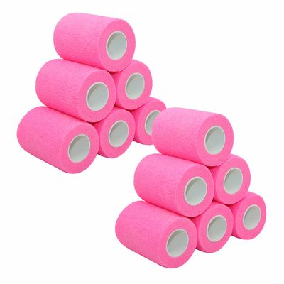 [12 Pack-3"x5Yards]MINGYUE Self Adhesive Bandage Wrap,Athletic Tape,Sports Tape,Wrist and Ankle Wrap Tape,Cohesive Bandage for Vet Tape(Pink)