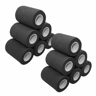 [12 Pack-3" x5Yards] MINGYUE Self Adhesive Bandage Wrap,Athletic Tape,Sports Tape,Wrist and Ankle Wrap Tape,Cohesive Bandage for Vet Tape(Black)