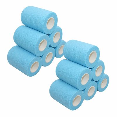[12 Pack-3" x5Yards] MINGYUE Self Adhesive Bandage Wrap,Athletic Tape,Sports Tape,Wrist and Ankle Wrap Tape,Cohesive Bandage for Vet Tape(Light Blue)