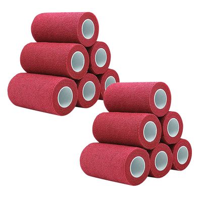 [12 Pack-4"x5Yards]MINGYUE Self Adhesive Bandage Wrap,Athletic Tape,Sports Tape,Wrist and Ankle Wrap Tape,Cohesive Bandage for vet tape(Red)
