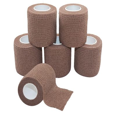[6 Pack-3" x5Yards] MINGYUE Self Adhesive Bandage Wrap,Athletic Tape,Sports Tape,Wrist and Ankle Wrap Tape,Cohesive Bandage for Vet Tape(Brown)