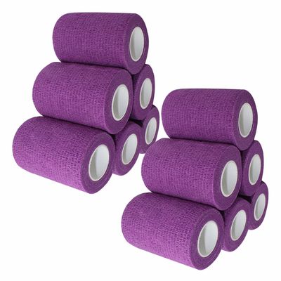 [12 Pack-3" x5Yards] MINGYUE Self Adhesive Bandage Wrap,Athletic Tape,Sports Tape,Wrist and Ankle Wrap Tape,Cohesive Bandage for Vet Tape(Purple)