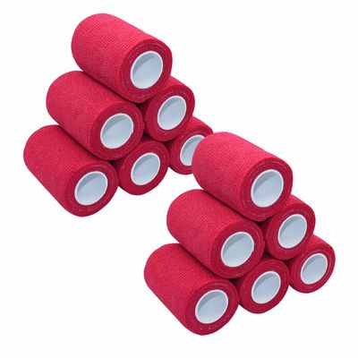 [12 Pack-3" x5Yards] MINGYUE Self Adhesive Bandage Wrap,Athletic Tape,Sports Tape,Wrist and Ankle Wrap Tape,Cohesive Bandage for Vet Tape(Red)