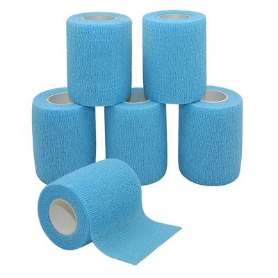 [6 Pack-3" x5Yards] MINGYUE Self Adhesive Bandage Wrap,Athletic Tape,Sports Tape,Wrist and Ankle Wrap Tape,Cohesive Bandage for Vet Tape(Light Blue)