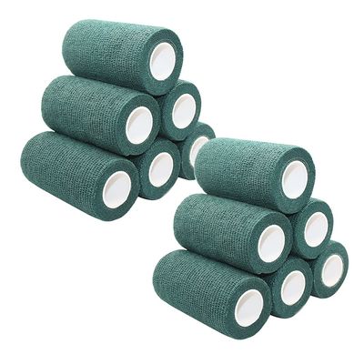 [12 Pack-4"x5Yards]MINGYUE Self Adhesive Bandage Wrap,Athletic Tape,Sports Tape,Wrist and Ankle Wrap Tape,Cohesive Bandage for vet tape(Dark Green)