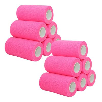 [12 Pack-4"x5Yards]MINGYUE Self Adhesive Bandage Wrap,Athletic Tape,Sports Tape,Wrist and Ankle Wrap Tape,Cohesive Bandage for vet tape(Pink)